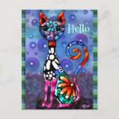 Grillige Grote-Ogen Funky Kitty Kat Gepersonalisee Briefkaart (Voorkant)