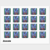 Grillige Grote-Ogen Funky Kitty Kat Persoonlijk Vierkante Sticker (Vel)