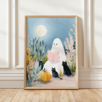 Grillige Halloween Boekliefhebber Geest Zwarte Kat