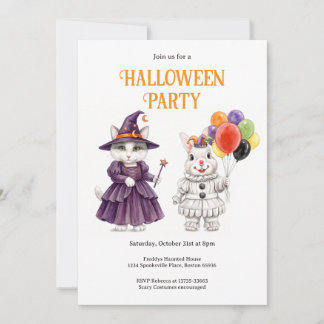 Grillige Halloween Dieren Feest Uitnodiging