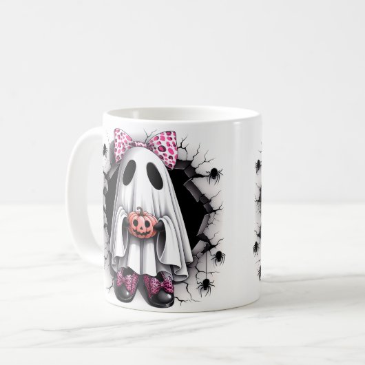 Grillige Halloween Geest Koffiemok (Voorkant links)