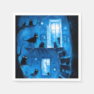 Grillige Halloween Gotische Griezels Zwarte Katten Servet