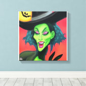 Grillige Halloween Heks Canvas Afdruk (Insitu (Houten vloer))