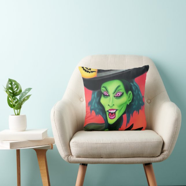 Grillige Halloween Heks Kussen (Stoel)