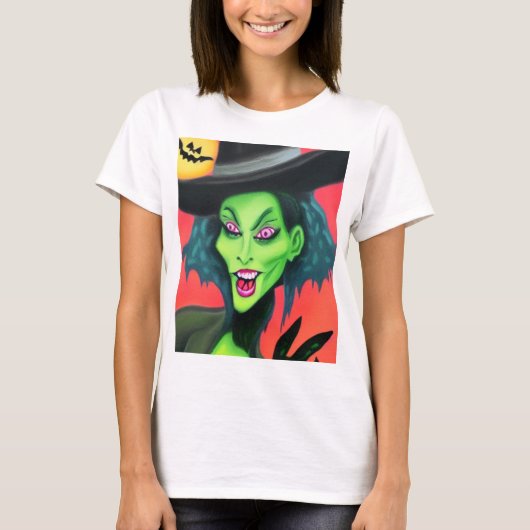 Grillige Halloween Heks T-shirt (Voorkant)