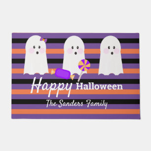 Grillige Halloween Mooie Familie Geest Strepen Deurmat