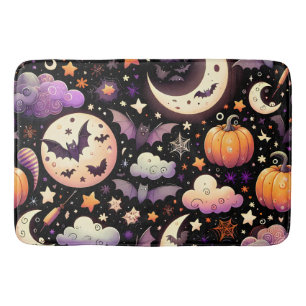 Grillige Halloween Nachtelijke Hemelpatroon Badmat