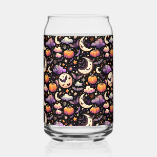 Grillige Halloween Nachtelijke Hemelpatroon Blikvorm Glas