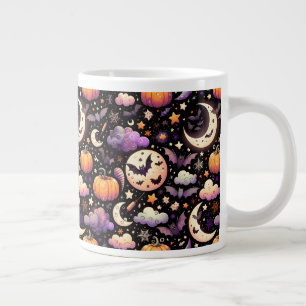 Grillige Halloween Nachtelijke Hemelpatroon Grote Koffiekop