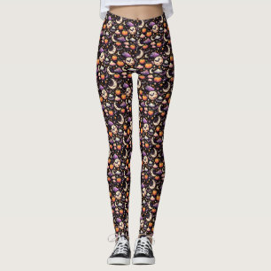 Grillige Halloween Nachtelijke Hemelpatroon Leggings