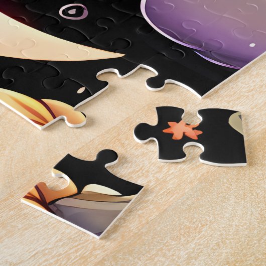 Grillige Halloween Nachtelijke Hemelpatroon Legpuzzel (Zijkant)