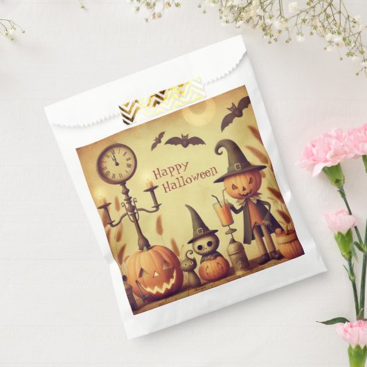 , grillige Halloween pompoenen & vleermuizen Bedankzakje (Gezegeld)