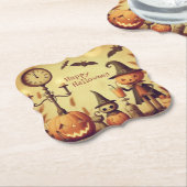 , grillige Halloween pompoenen & vleermuizen Kartonnen Onderzetters (Gekanteld)