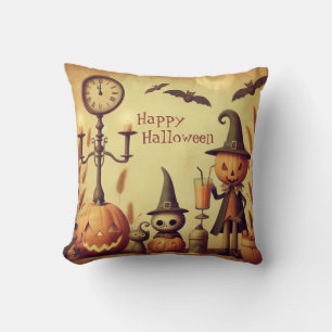 , grillige Halloween pompoenen & vleermuizen Kussen