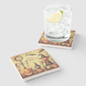 , grillige Halloween pompoenen & vleermuizen Stenen Onderzetter (Zijkant)