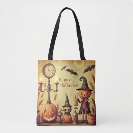 , grillige Halloween pompoenen & vleermuizen Tote Bag (Voorkant)