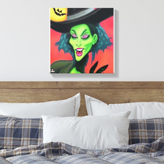 grillige halloweenheks canvas afdruk (Insitu (Slaapkamer))