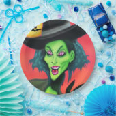grillige halloweenheks papieren bordje (Feest)