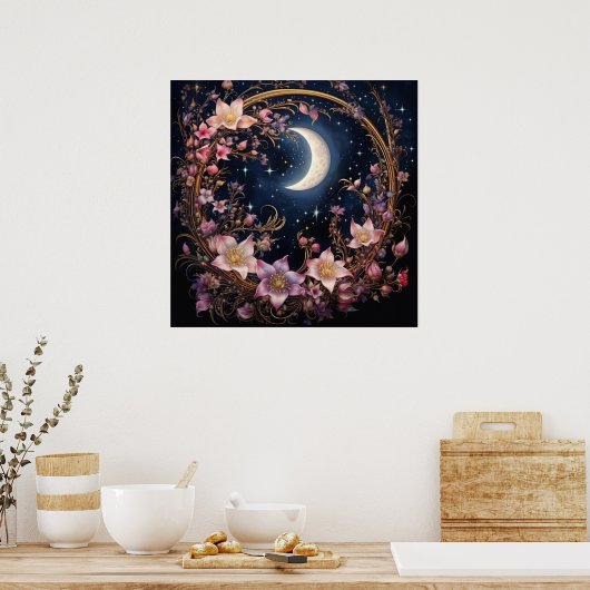 grillige halvemaanbloei poster (Keuken)