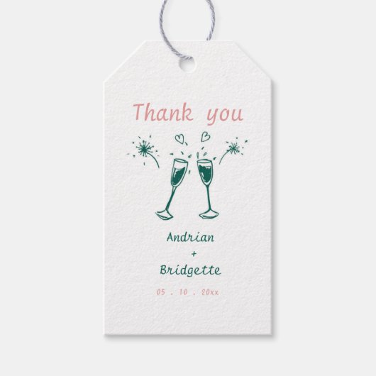 grillige hand getekend krabbelen bruiloft bedankt cadeaulabel (Voorkant)