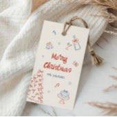 grillige hand getekend op wat een leuk kerstfeest cadeaulabel