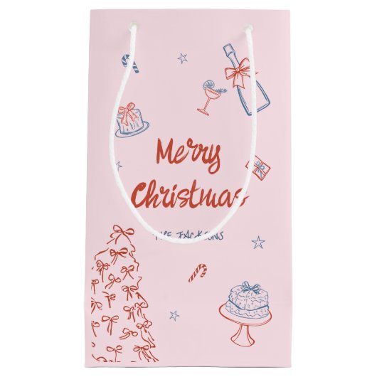 grillige hand getekend op wat een leuk kerstfeest klein cadeauzakje (Voorkant)