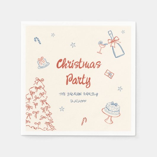 grillige hand getekend op wat een leuk kerstfeest servet (Voorkant)