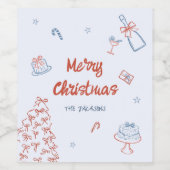 grillige hand getekend op wat een leuk kerstfeest wijn etiket (Enkel label)
