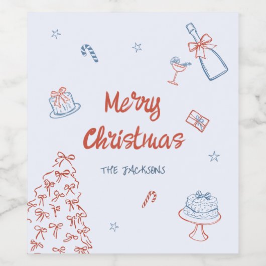 grillige hand getekend op wat een leuk kerstfeest wijn etiket (Enkel label)