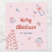 grillige hand getekend op wat een leuk kerstfeest wijn etiket (Enkel label)