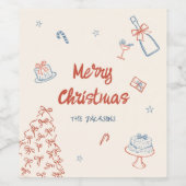 grillige hand getekend op wat een leuk kerstfeest wijn etiket (Enkel label)