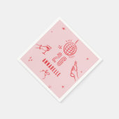 grillige hand getekend roze rode verjaardag drinke servet (Hoek)