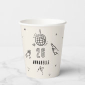 grillige hand getekend verjaardagsfeest drinken papieren bekers (Achterkant)