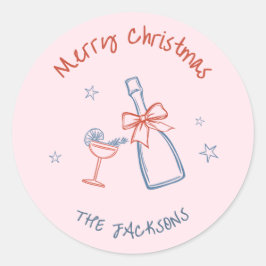 grillige hand getekend vrolijk kerstfeest ronde sticker