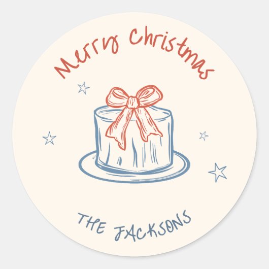 grillige hand getekend vrolijk kerstfeest ronde sticker (Voorkant)