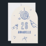 grillige hand getekende boog verjaardagsfeest drin kaart<br><div class="desc">Crème en blauw grillige hand getekende bewerkbare leeftijd Verjaardag drinken cocktail disco bal boog coquette party uit te nodigen.</div>