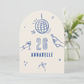 grillige hand getekende boog verjaardagsfeest drin kaart (Staand voorkant)