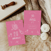 grillige hand getekende boog verjaardagsfeest drin kaart