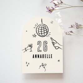 grillige hand getekende boog verjaardagsfeest drin kaart