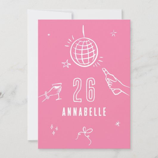 grillige hand getekende boog verjaardagsfeest drin kaart (Voorkant)