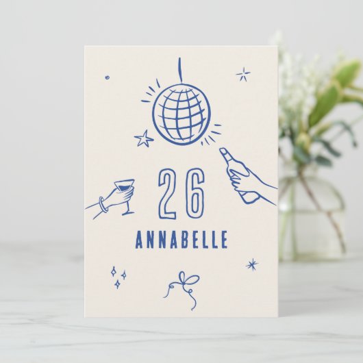 grillige hand getekende boog verjaardagsfeest drin kaart (Staand voorkant)