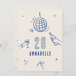 grillige hand getekende boog verjaardagsfeest drin kaart