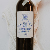 grillige hand getekende boog verjaardagsfeest drin wijn etiket