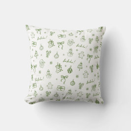 Grillige Hand Getekende Doodle Groen Kussen
