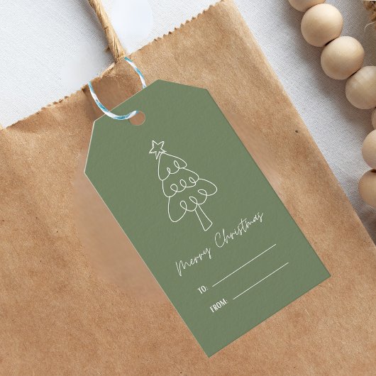 Grillige Hand Getekende Doodle Kerstboom Cadeaulabel