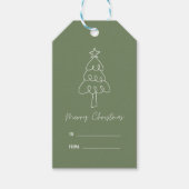 Grillige Hand Getekende Doodle Kerstboom Cadeaulabel (Voorkant)