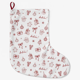Grillige Hand Getekende Doodle Rood Grote Kerstsok