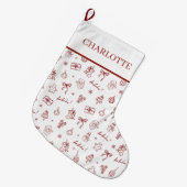 Grillige Hand Getekende Doodle Rood Grote Kerstsok (Voorkant (Hangend))