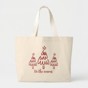 Grillige Hand Getekende Doodle Rood Grote Tote Bag