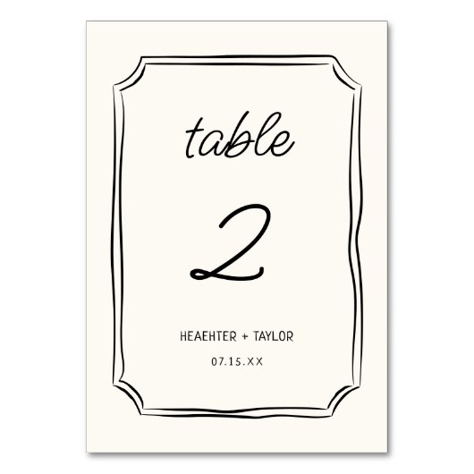 grillige hand getekende franse bruiloft kaart (Achterkant)